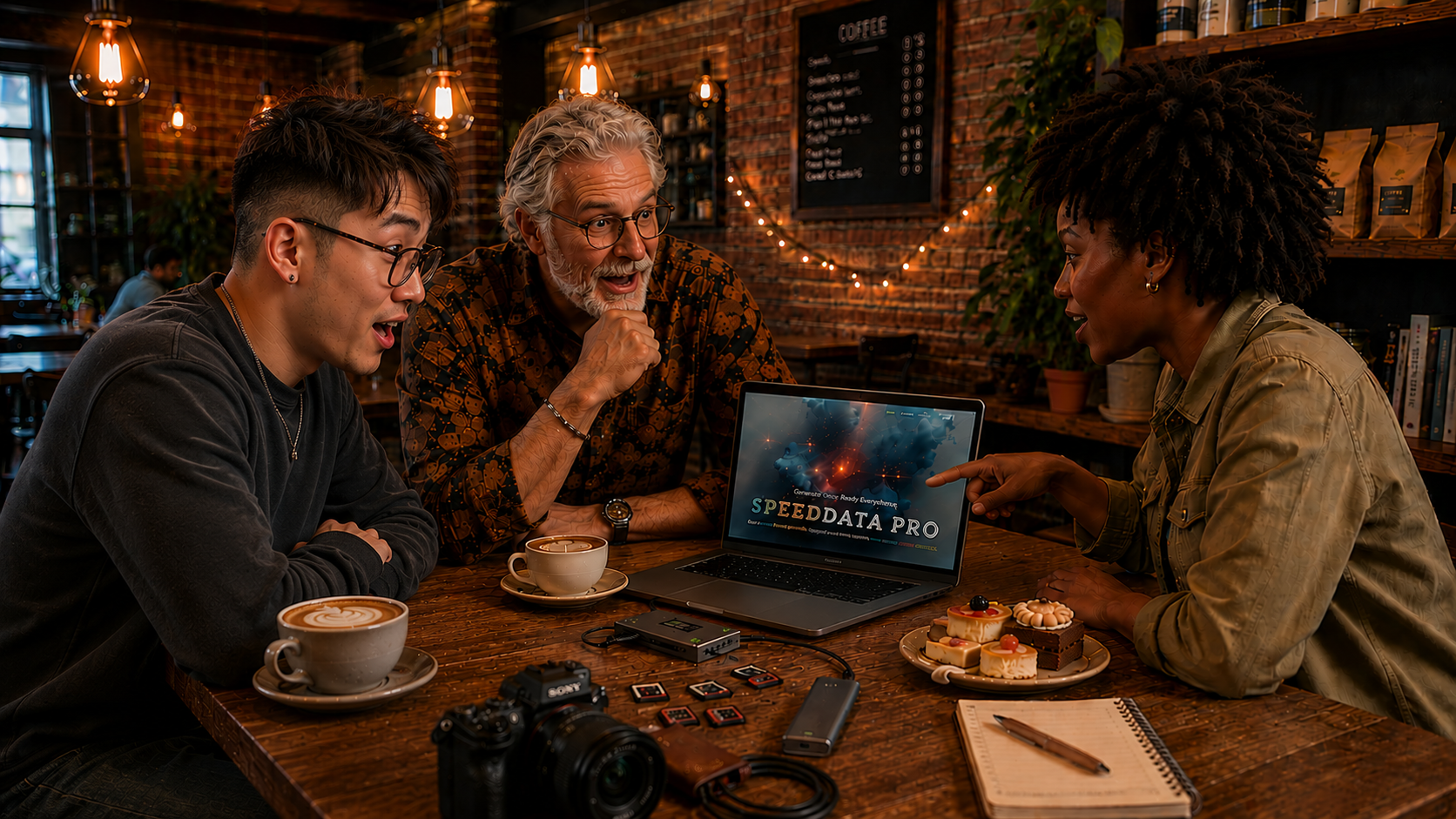SpeedData Pro promotional illustration showing how SpeedData Pro can benefit stock photographers, videographers and mixed-media contributors regardless of experience